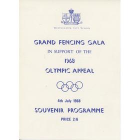 GRAND FENCING GALA 1968 (WESTMINSTER SCHOOL) SOUVENIR PROGRAMME