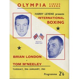 BRIAN LONDON V TOM MCNEELEY 1963 BOXING PROGRAMME