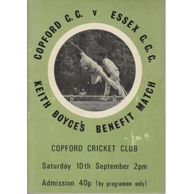 COPFORD CC V ESSEX CCC 1977 (KEITH BOYCE BENEFIT) CRICKET PROGRAMME - SIGNED BY ESSEX