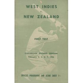 NEW ZEALAND V WEST INDIES 1956 (FIRST TEST) CRICKET PROGRAMME
