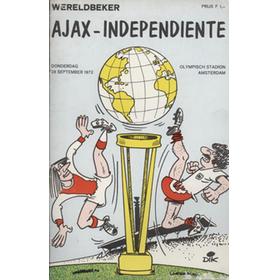 AJAX V INDEPENDIENTE 1972 (WORLD CLUB CHAMPIONSHIP) FOOTBALL PROGRAMME
