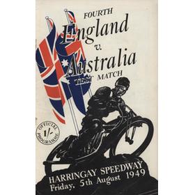 ENGLAND V AUSTRALIA 4TH TEST (HARRINGAY) 1949 SPEEDWAY PROGRAMME