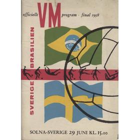 BRAZIL V SWEDEN 1958 (WORLD CUP FINAL) FOOTBALL PROGRAMME