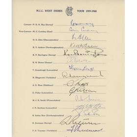 ENGLAND 1959-60 (TOUR TO WEST INDIES) CRICKET AUTOGRAPHS