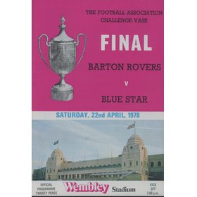 BARTON ROVERS V BLUE STAR 1978 (F.A. CHALLENGE VASE FINAL) FOOTBALL PROGRAMME