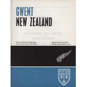 GWENT V NEW ZEALAND 1972/73 RUGBY PROGRAMME