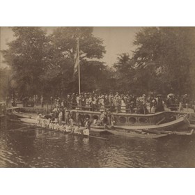 ORIEL COLLEGE BARGE SUMMER EIGHTS 1890 PHOTOGRAPH