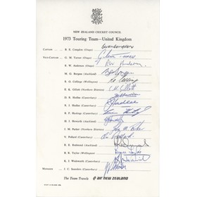 NEW ZEALAND 1973 (TOUR TO ENGLAND) SIGNED CRICKET TEAMSHEET