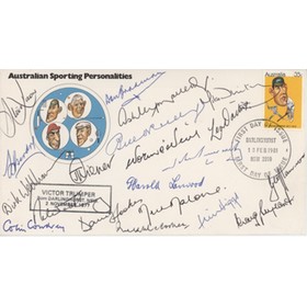AUSTRALIAN CRICKETERS 1981 SIGNED FIRST DAY COVER (INCL. BRADMAN & LARWOOD)