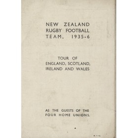 NEW ZEALAND RUGBY TOUR OF UNITED KINGDOM 1935-36 FIXTURE CARD
