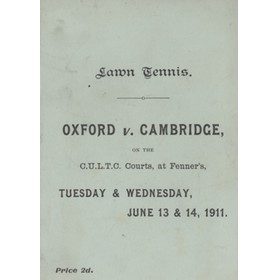 OXFORD V CAMBRIDGE 1911 LAWN TENNIS PROGRAMME