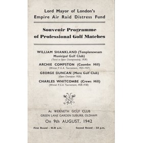 PROFESSIONAL GOLF MATCHES 1942 (WERNETH GOLF CLUB) SOUVENIR PROGRAMME