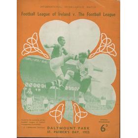 FOOTBALL LEAGUE OF IRELAND V THE FOOTBALL LEAGUE 1953 FOOTBALL PROGRAMME
