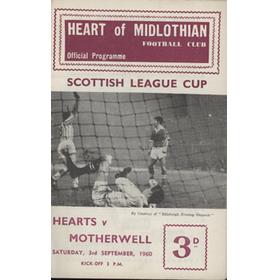 HEARTS V MOTHERWELL 1960 FOOTBALL PROGRAMME