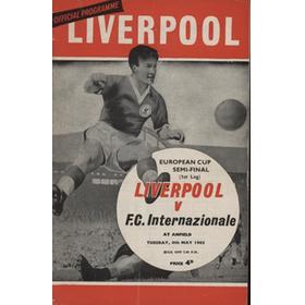 LIVERPOOL V INTER MILAN 1965 (EUROPEAN CUP SEMI-FINAL) FOOTBALL PROGRAMME