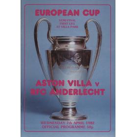 ASTON VILLA V ANDERLECHT 1981-82 (EUROPEAN CUP SEMI-FINAL) FOOTBALL PROGRAMME