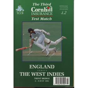 ENGLAND V WEST INDIES 1991 3RD TEST (TRENT BRIDGE) CRICKET PROGRAMME