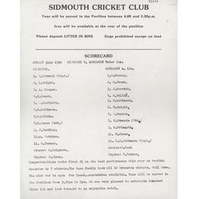 SIDMOUTH V SOMERSET U19S 1990 CRICKET SCORECARD 