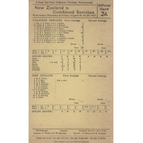 COMBINED SERVICES V NEW ZEALAND 1937 (PORTSMOUTH) CRICKET SCORECARD