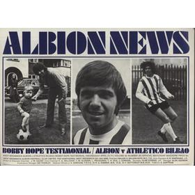 WEST BROMWICH ALBION V ATHLETICO BILBAO 1971 (BOBBY HOPE TESTIMONIAL) FOOTBALL PROGRAMME