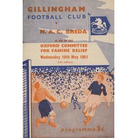 GILLINGHAM  V N.A.C. BREDA 1961 FOOTBALL PROGRAMME