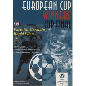 PARIS ST-GERMAIN V RAPID WIEN (ECWC FINAL) 1996 FOOTBALL PROGRAMME
