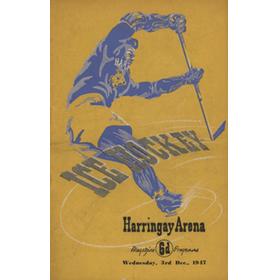 HARRINGAY GREYHOUNDS V WEMBLEY LIONS 1947 ICE HOCKEY PROGRAMME