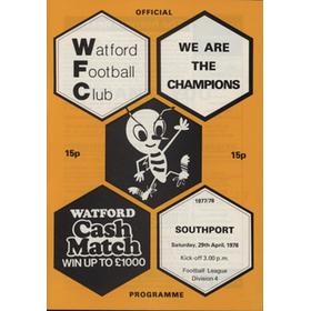 WATFORD V SOUTHPORT 1977-78 FOOTBALL PROGRAMME - SOUTHPORT