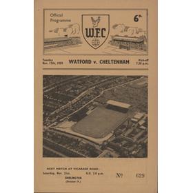 WATFORD V CHELTENHAM TOWN 1959-60 FOOTBALL PROGRAMME