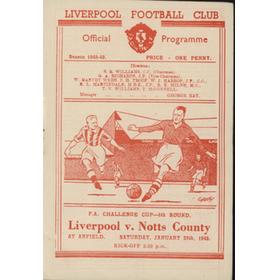 LIVERPOOL V NOTTS COUNTY (FA CUP 4TH ROUND) 1948-49 FOOTBALL PROGRAMME