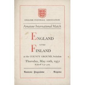 ENGLAND V FINLAND 1951 (AMATEUR INTERNATIONAL) FOOTBALL PROGRAMME
