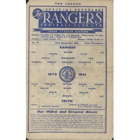 RANGERS V CELTIC 1951-52 FOOTBALL PROGRAMME
