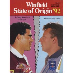 NEW SOUTH WALES V QUEENSLAND 1992 (WINFIELD STATE OF ORIGIN) RUGBY LEAGUE PROGRAMME
