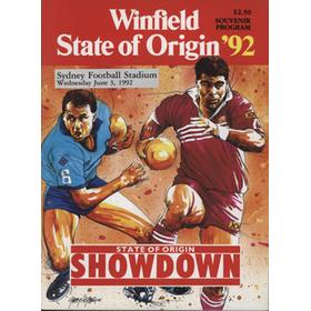 NEW SOUTH WALES V QUEENSLAND 1992 (WINFIELD STATE OF ORIGIN) RUGBY LEAGUE PROGRAMME