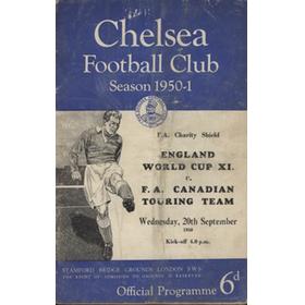 ENGLAND WORLD CUP XI V F.A. CANADIAN TOURING TEAM 1950-51 (CHARITY SHIELD) FOOTBALL PROGRAMME