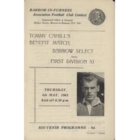 BARROW SELECT V FIRST DIVISION  XI (TOMMY CAHILL BENEFIT) 1960-61 FOOTBALL PROGRAMME