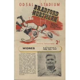 BRADFORD NORTHERN V WIDNES 1949 RUGBY LEAGUE PROGRAMME