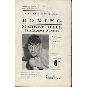 BRUCE WOODCOCK EXHIBTION BOUTS 1949 (BARNSTAPLE) BOXING PROGRAMME