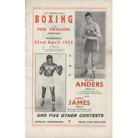BRIAN ANDERS V JIMMY JAMES (HASTINGS) 1953 BOXING PROGRAMME