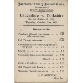 YORKSHIRE V LANCASHIRE 1920 RUGBY LEAGUE MATCH - PLAYERS