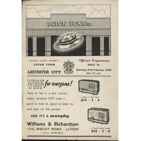 LUTON TOWN V LEICESTER CITY 1959-60 FOOTBALL PROGRAMME