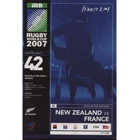 NEW ZEALAND V FRANCE 2007 (WORLD CUP QUARTER FINAL) RUGBY UNION PROGRAMME + TICKET