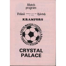 KRAMFORS V CRYSTAL PALACE (FRIENDLY) 1979-80 FOOTBALL PROGRAMME