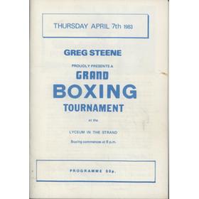 DAVID PEARCE V AL SYBEN 1983 BOXING PROGRAMME