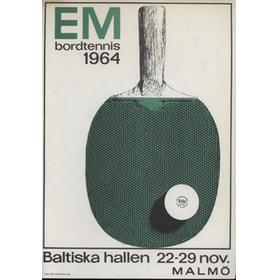 EM BORDTENNIS 1964  (EUROPEAN TABLE TENNIS CHAMPIONSHIPS 1964) TOURNAMENT POSTER