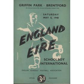 ENGLAND V EIRE SCHOOLBOY INTERNATIONAL (BRENTFORD) 1948 FOOTBALL PROGRAMME