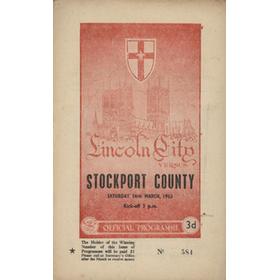 LINCOLN CITY V STOCKPORT COUNTY 1962-63 FOOTBALL PROGRAMME