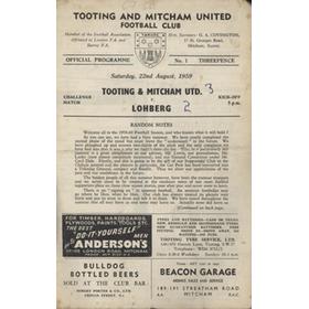 TOOTING & MITCHAM V LOHBERG (FRIENDLY) 1959-60 FOOTBALL PROGRAMME