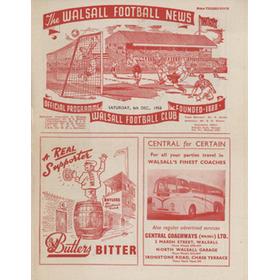 WALSALL V MANSFIELD TOWN 1958-59 FOOTBALL PROGRAMME