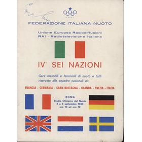 SIX NATIONS SWIMMING COMPETITION 1965 (ROME) - OFFICIAL PROGRAMME